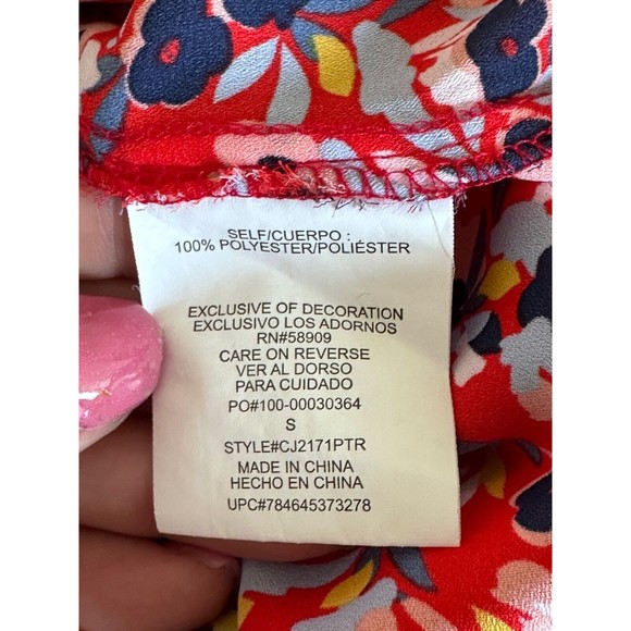 Copper Key Womens Size Small Blouse Boho Top Bell Sleeve Red Floral Swing Flowy - Picture 7 of 10